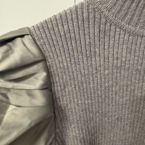 May By Shining Star sweater with satin sleeves new, gray