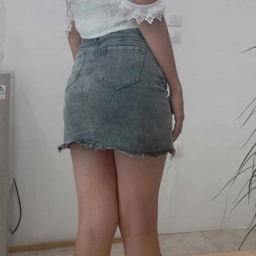 Denim embroidered skirt like new, gray, size 38
