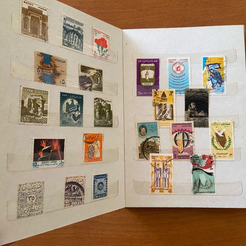 Album with old Egyptian stamps used, 100 pieces