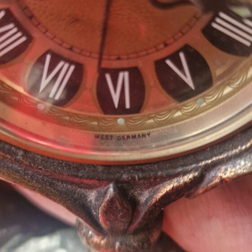 Antique German clock used, brass tabletop
