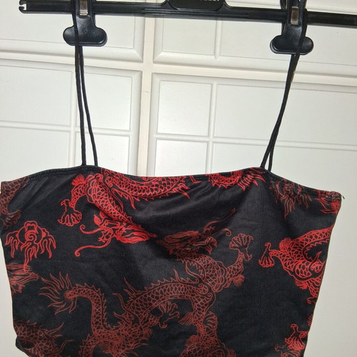 Shein crop top like new with thin straps and Chinese design