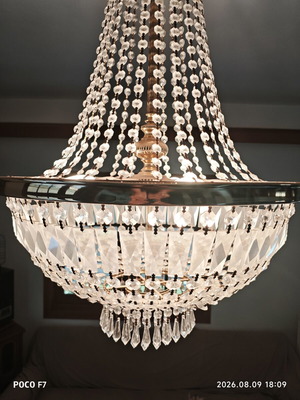 Vintage Empire Basket crystal chandelier, solid brass & Bohemia crystals
