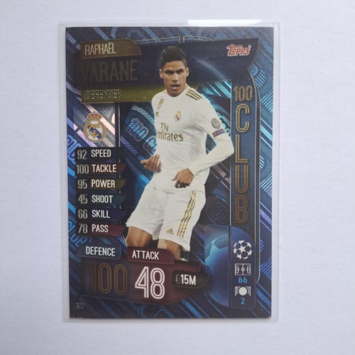 Topps Match Attax Champions League 2019-20 Raphael Varane 100 Club card new
