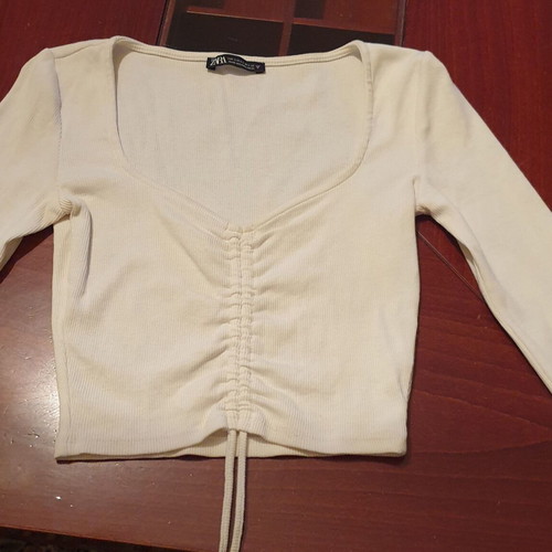 Zara small crop cotton top like new, white, size S