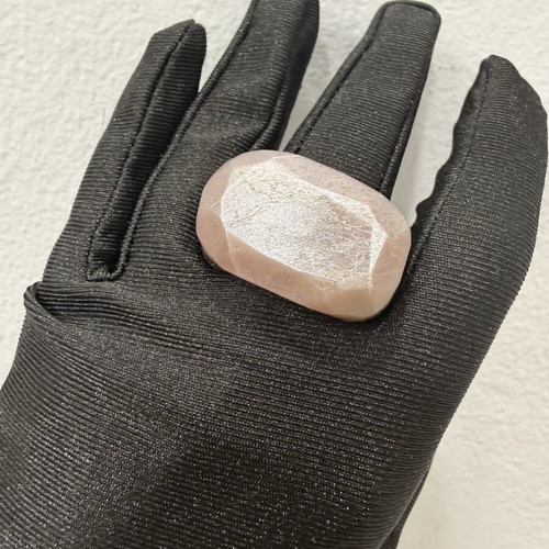 Sunstone natural ring, handmade, unique peach-pink