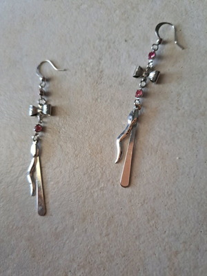 Long earrings with bow and pink rhinestones new