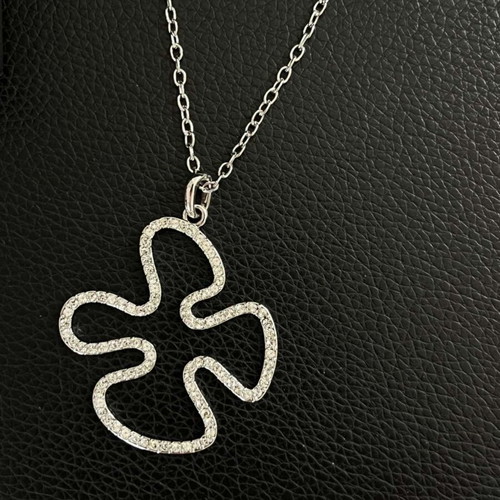 Necklace with metal and rhinestone pendant