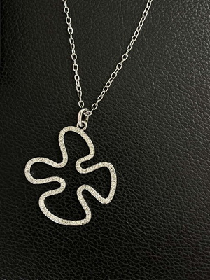 Necklace with metal and rhinestone pendant