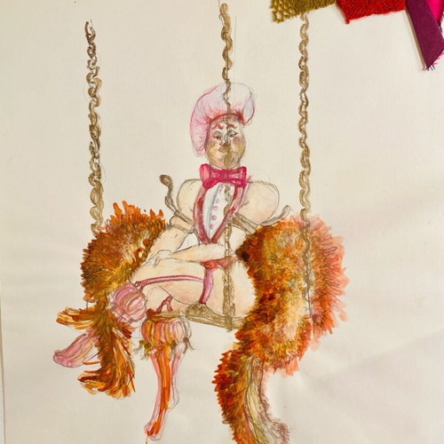 Theatrical costume design from Alice in Wonderland used, watercolor on A3 paper