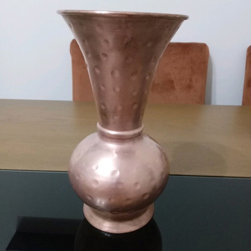 Copper vase used, vintage hammered 22x12cm