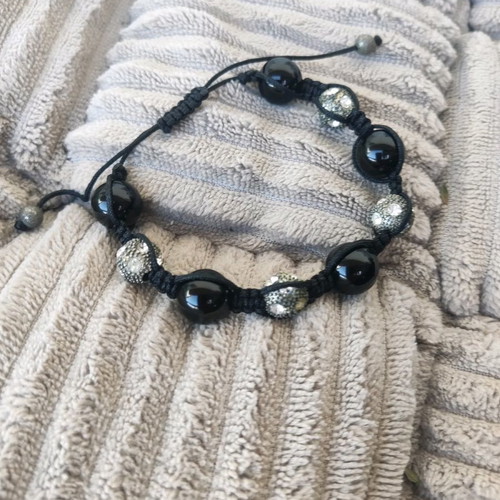 Shamballa bracelet used with black stone and rhinestones