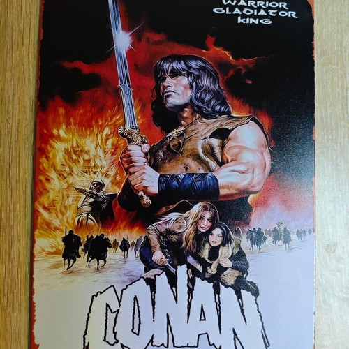 Metal sign Conan the Barbarian Arnold Schwarzenegger like new, vintage
