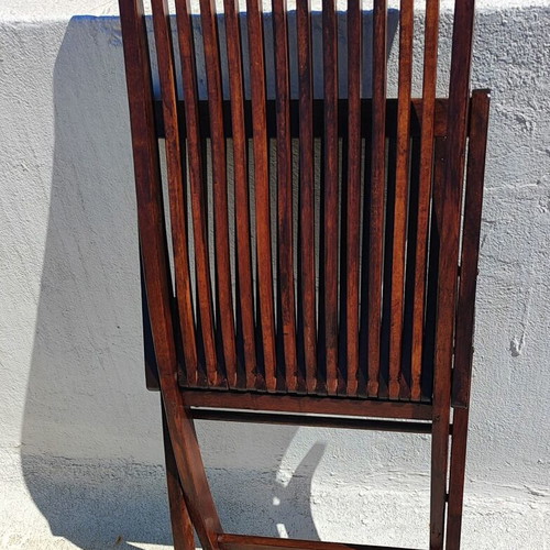 Wooden folding patio dining set with 1 table and 4 chairs