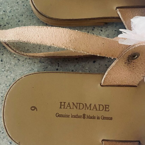 Handmade leather sandals like new, size 36, beige and pink