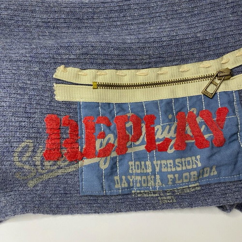 Replay scarf like new, grey and blue with pocket and zipper