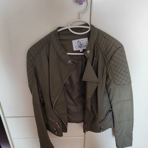 Leatherette jacket olive new, size S