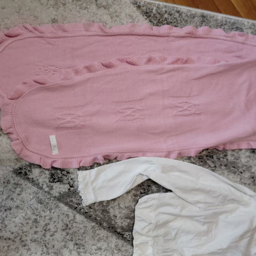 Pom Pom bolero, shirt scarf and hat like new, white and pink