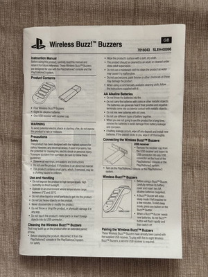 Wireless Buzzers PlayStation 3 PS3 manual used, English