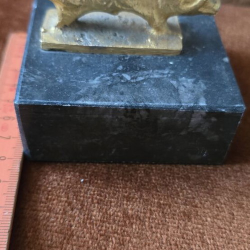 Metal Wild Boar with Marble Base used