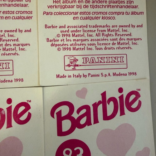 Barbie Panini 1998 album stickers new, set of 10