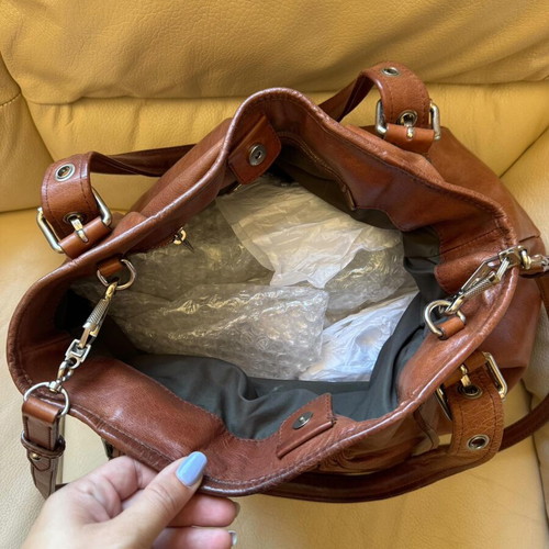 Miu Miu Pocket Leather Vintage Shoulder Bag used, brown