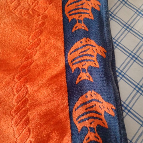 Velour beach towel, bright orange, 160x85 cm