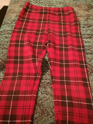 Ovs plaid leggings used for girls age 7-8, red