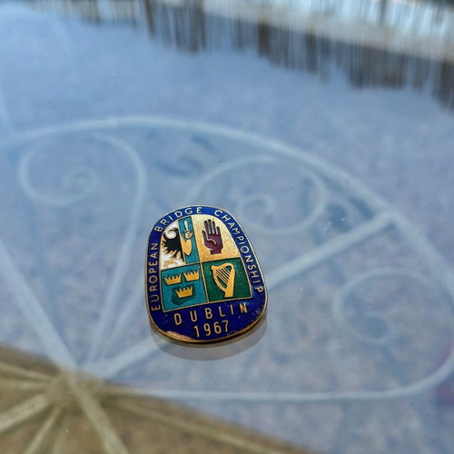 Vintage European Bridge Championship Dublin 1967 enamel pin used