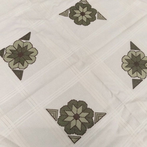 Embroidered tablecloth with daisies new, beige etamine 95x95cm