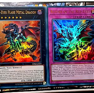 Red-eyes flare metal dragon + Trap card (ultra rares)