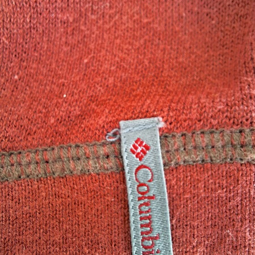 Columbia Vertex men's knit sweater L, red with grey and brown details