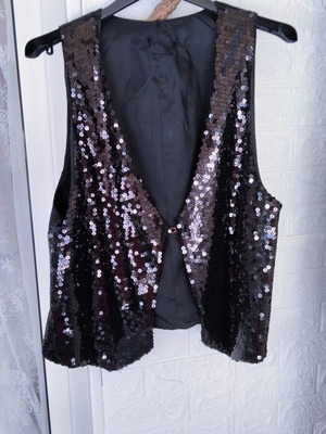 Black sequin vest for women, glam dance style, brand new