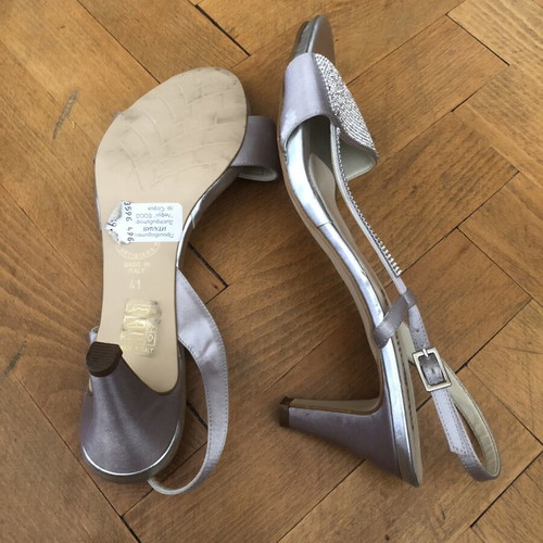 Italian silver sandals like new, size 39, wedding suitable