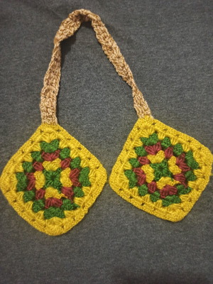 Πιάστρα κουζίνας χειροποίητη granny square σαν καινούργιο, ζεστές αποχρώσεις