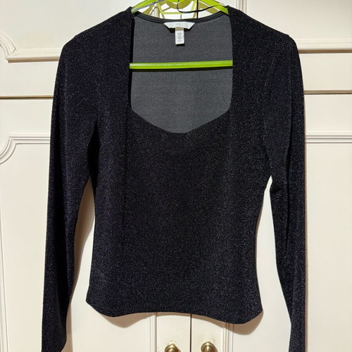 H&M Long Sleeve Jersey Top Black New, Size M