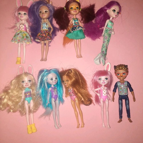Enchantimals dolls Mattel used, pack of 9