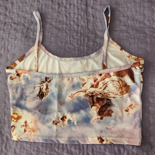 Y2k Angels Crop Top καινούριο, μπλε πολύχρωμο, μέγεθος M