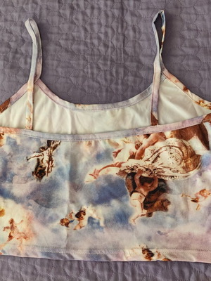 Y2k Angels Crop Top καινούριο, μπλε πολύχρωμο, μέγεθος M