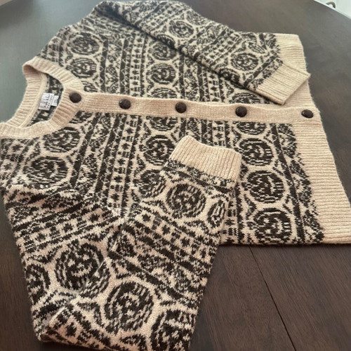 Women's cardigan M beige and brown with pumpkin pattern, new