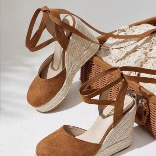 Espadrilles platform sandals size 39, new, brown