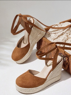Espadrilles platform sandals size 39, new, brown