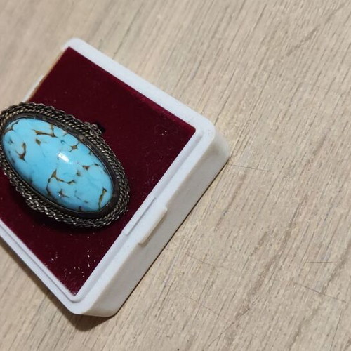 Silver 935 ring with turquoise stone size 55 new