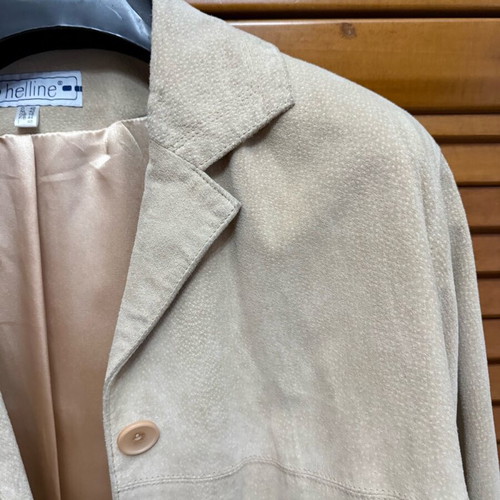 Leather suede jacket used, beige ecru
