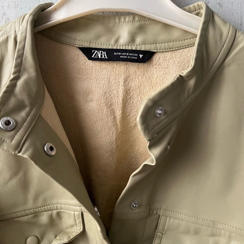 Zara leather dress green like new, size S