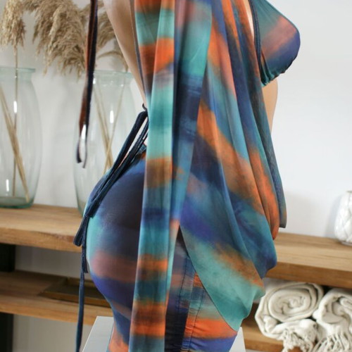 Beachwear beach set degradé style new, blue and orange