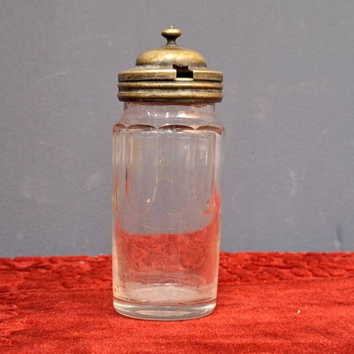 German mustard jar used with glass body and bronze lid