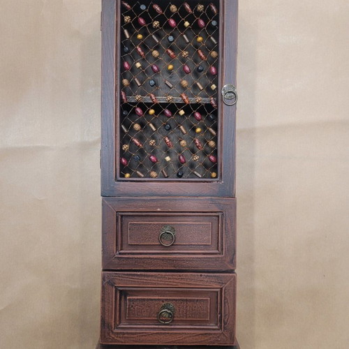 Antique wooden jewelry cabinet with beads, two drawers and cupboard new