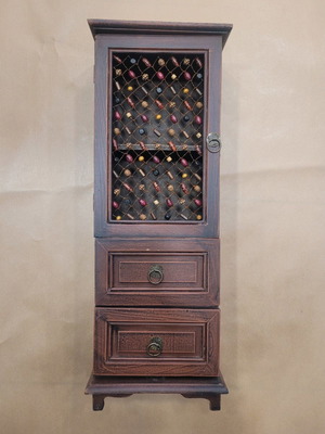 Αντικέ ξύλινο επιπλάκι μπιζουτιέρα με χάντρες, δύο συρτάρια και ντουλάπι καινούργιο