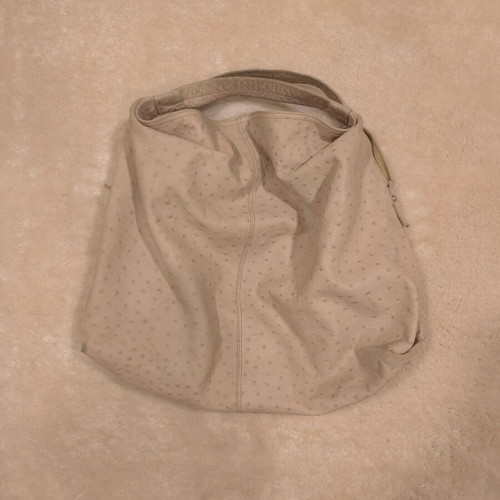 Furla beige ostrich texture leather shoulder bag