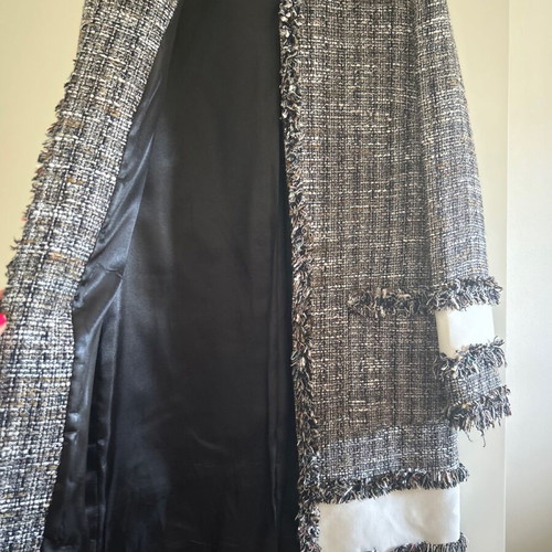 Notalone coat new, light boucle with white stripes, size S